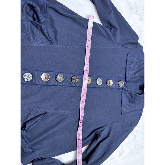 Soft Surroundings Womens Navy Button-Front Cardigan Jacket M Cotton/Spandex - Picture 6 of 7